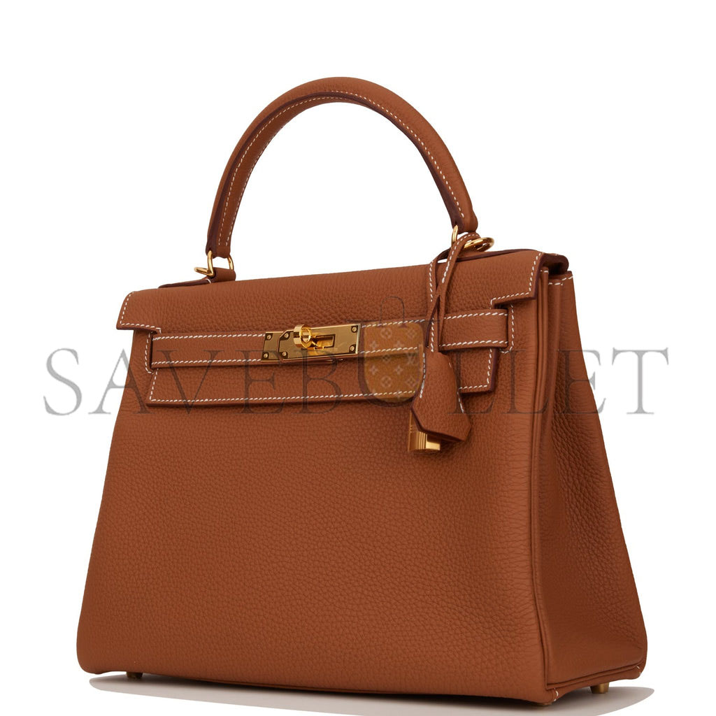 HERMES KELLY RETOURNE 28 GOLD TOGO GOLD HARDWARE  (28*22*10cm)