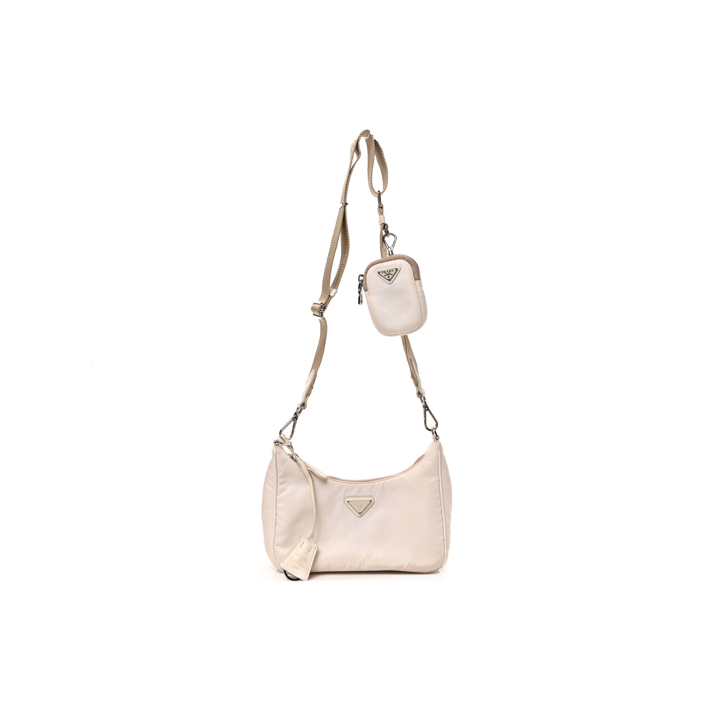 PRADA NYLON RE-EDITION 2005 SHOULDER BAG WHITE (22*13*8cm)