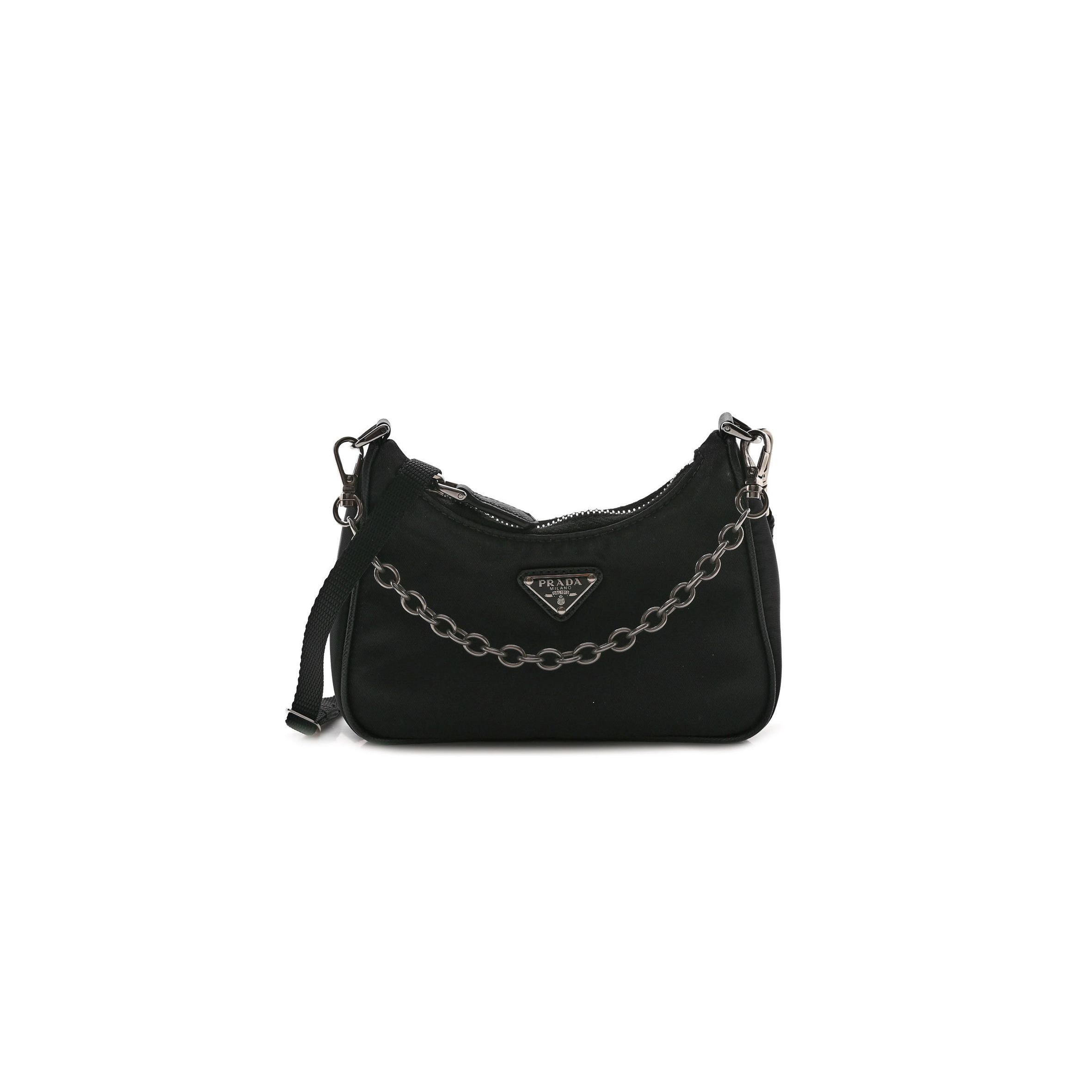 PRADA TESSUTO NYLON MINI RE-EDITION 2000 SHOULDER BAG BLACK (15*10*5cm)