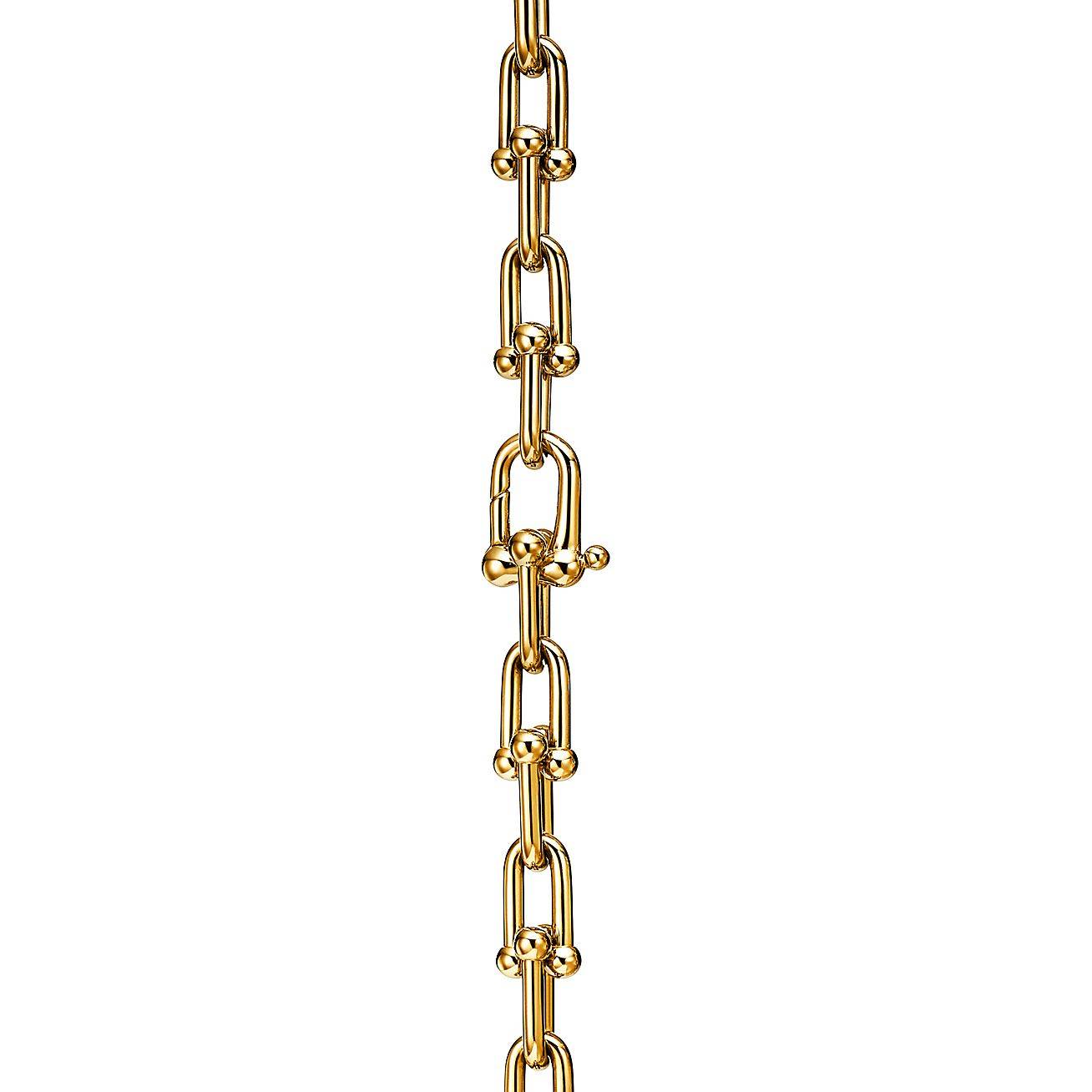 TIFFANY HARDWEAR GRADUATED LINK NECKLACE IN YELLOW GOLD WITH PAVÉ DIAMONDS	