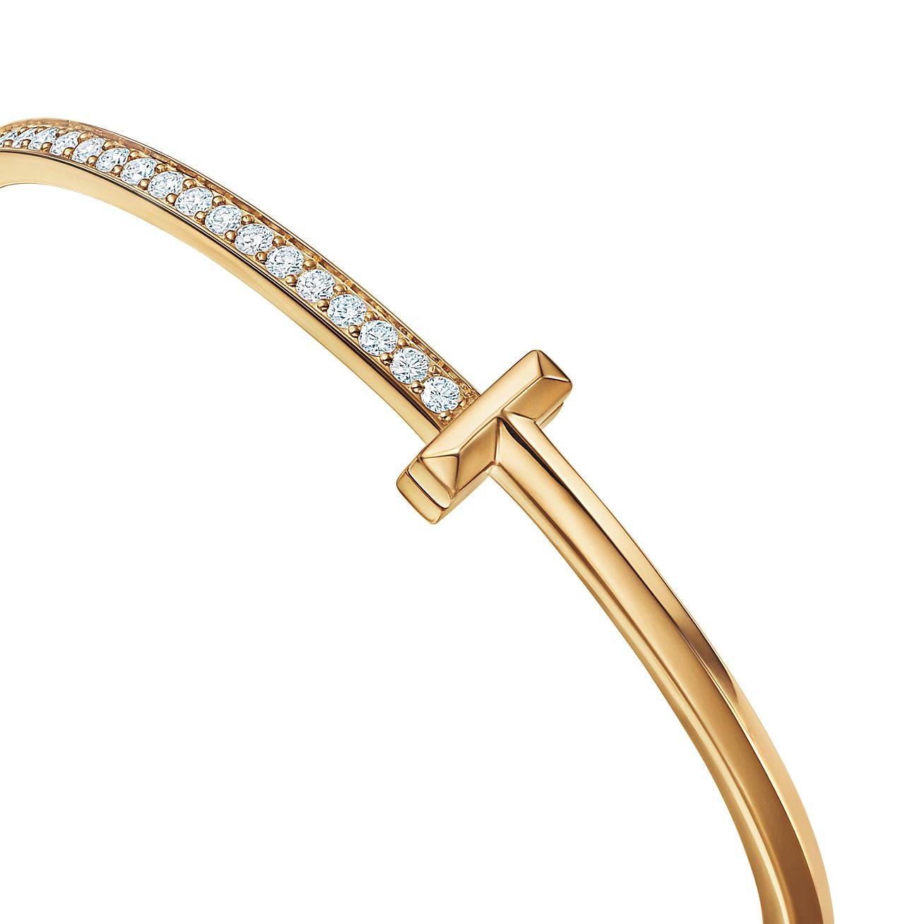 TIFFANY T T1 NARROW DIAMOND HINGED BANGLE IN 18K GOLD