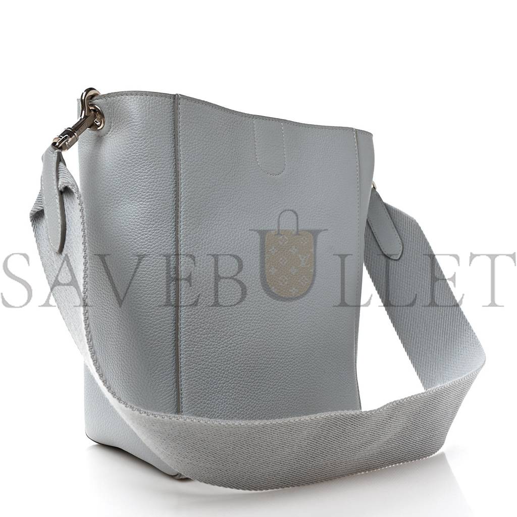 CELINE SOFT GRAINED CALFSKIN SMALL SANGLE BUCKET BAG GREY (24*18*12cm)