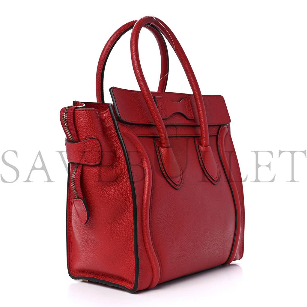 CELINE DRUMMED CALFSKIN MICRO LUGGAGE RED (26*25*13cm)