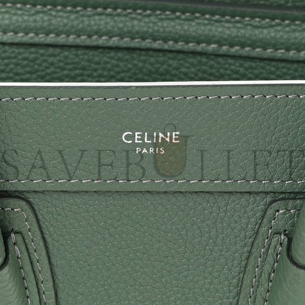 CELINE DRUMMED CALFSKIN NANO LUGGAGE CELADON (21*20*10cm)