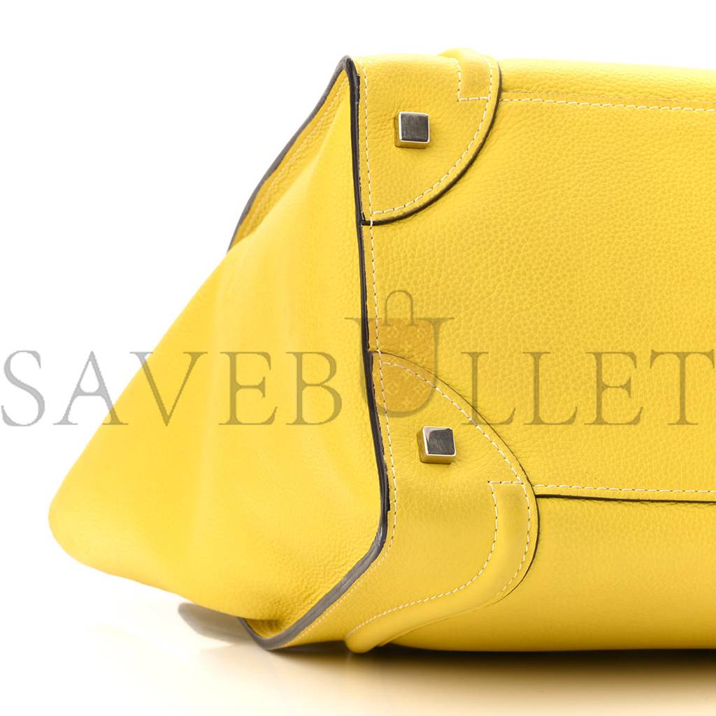 CELINE DRUMMED CALFSKIN MINI LUGGAGE CITRON (30*29*17cm)