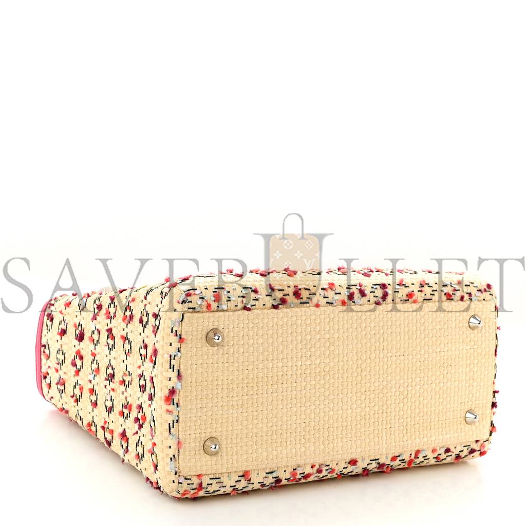 DIOR RAFFIA TWEED MEDIUM LADY DIOR PINK BEIGE (24*20*12.1cm)