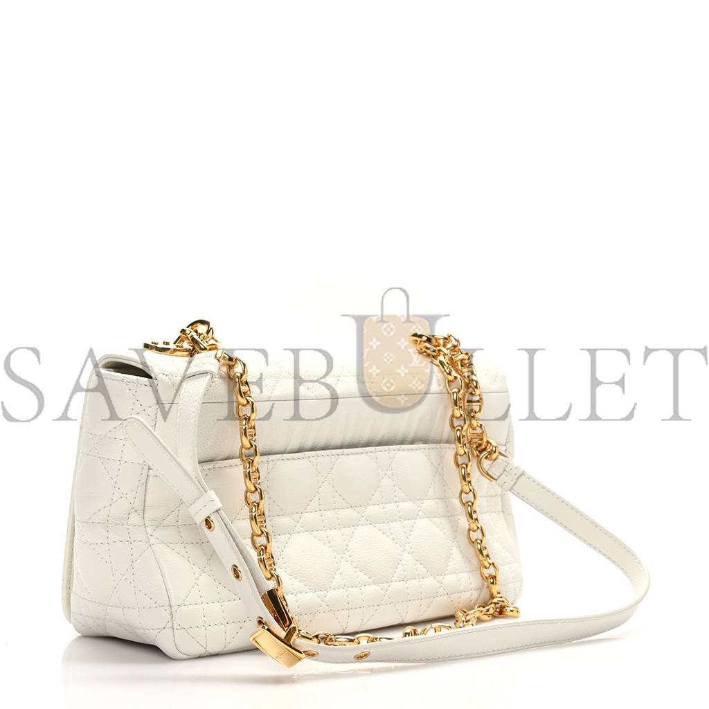 DIOR SUPPLE CALFSKIN CANNAGE MEDIUM CARO BAG IVORY (25*15*8.9cm)