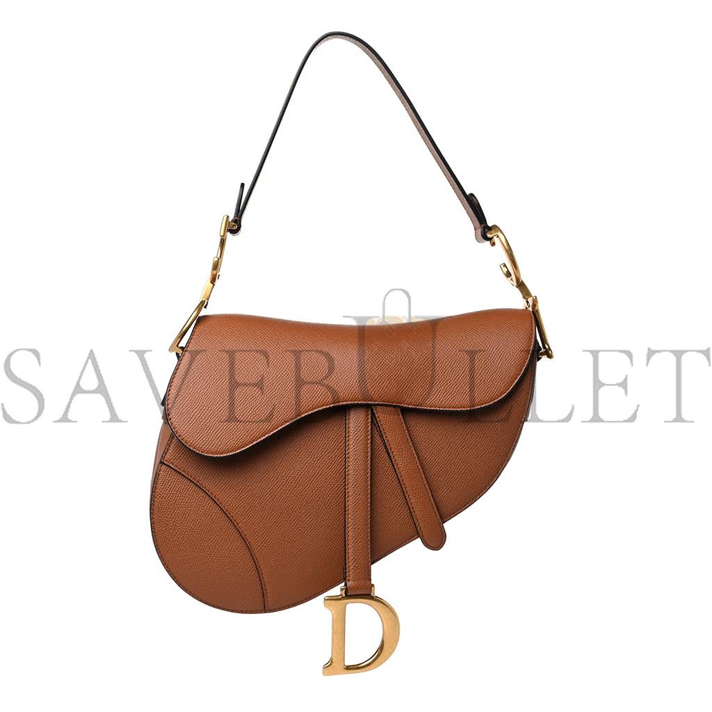 DIOR GRAINED CALFSKIN SADDLE BAG CAMELLO (24*20*6.4cm)