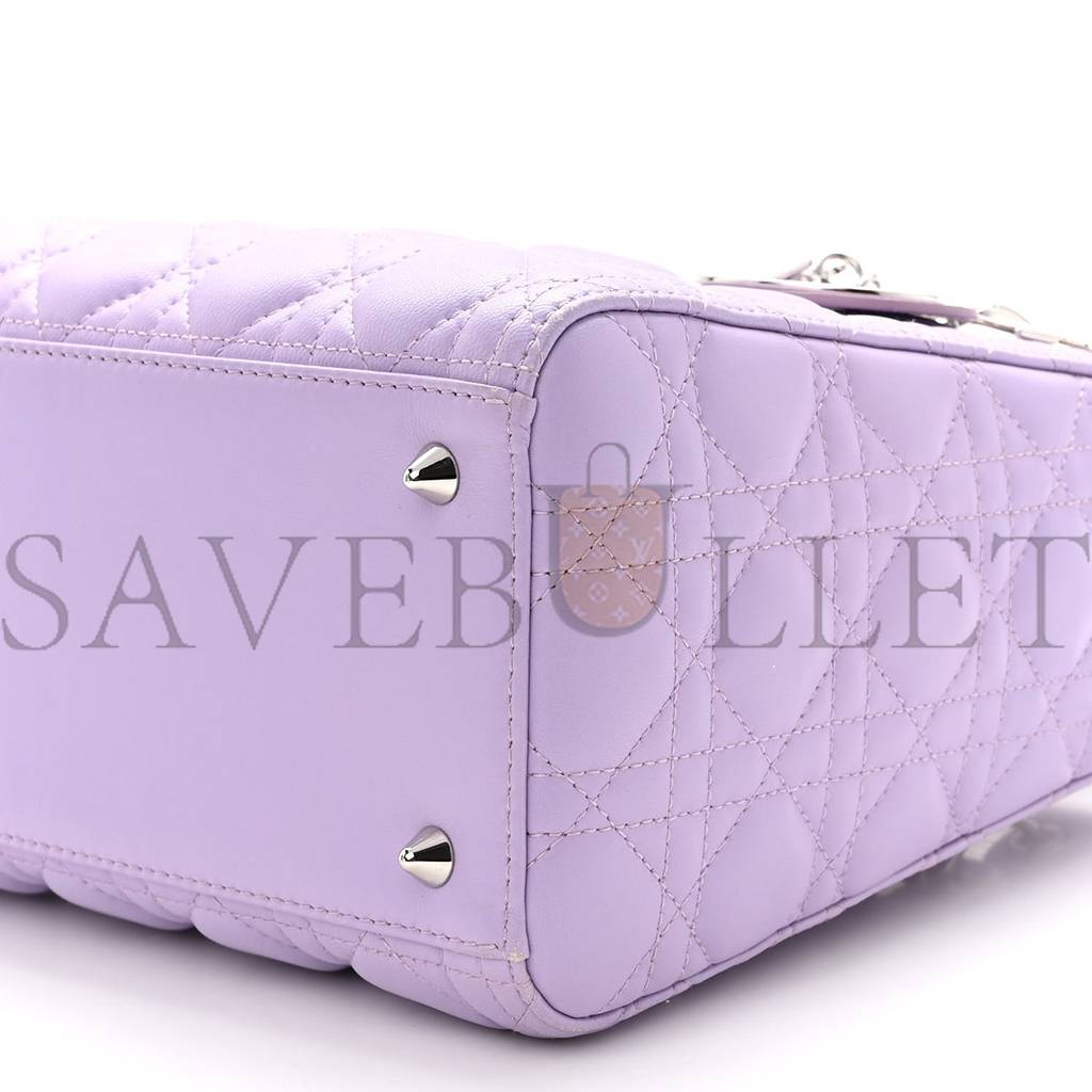 DIOR LAMBSKIN CANNAGE MEDIUM LADY DIOR PURPLE (24*20*10.8cm)